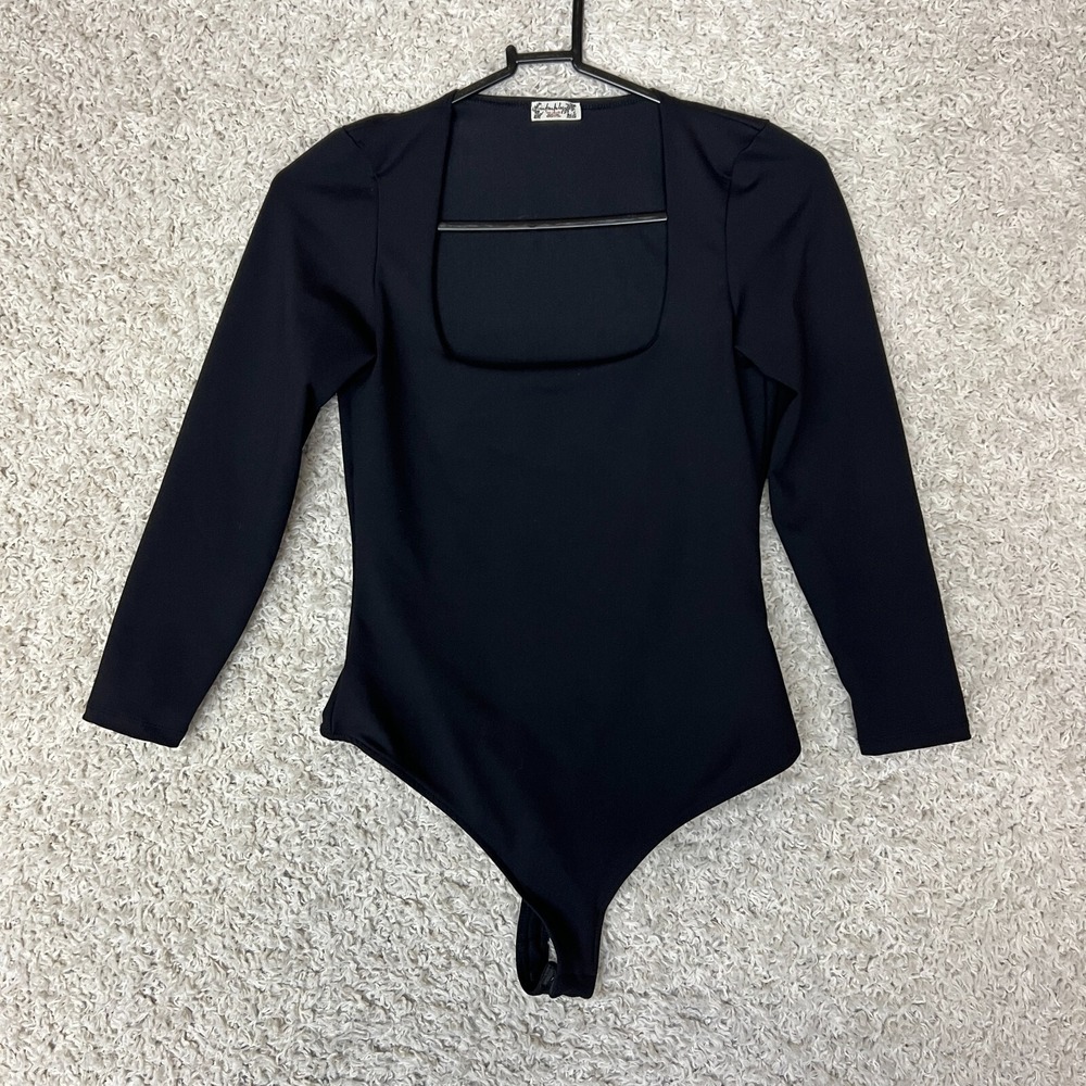 Intimately Free People Bodysuit Womens XS Black Squareneck Basic Minimal